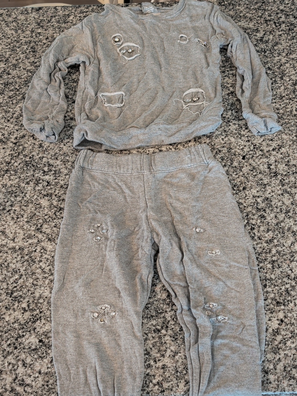 Flowers by Zoe Heather Gray Distressed Kids Sweatpants